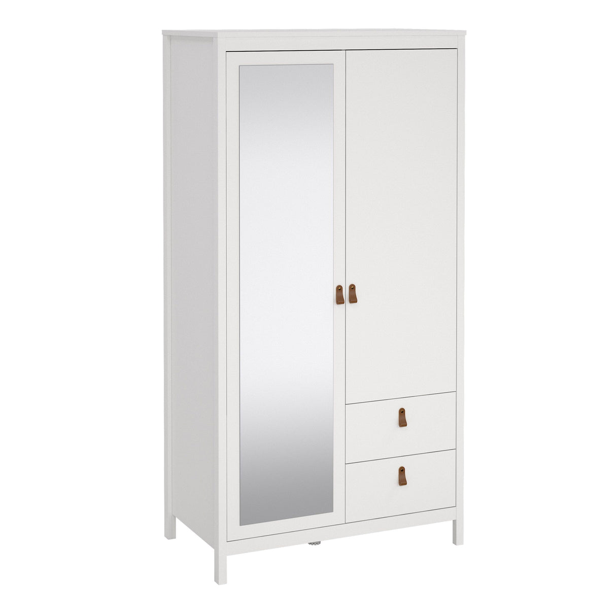 Furniture To Go Barcelona Wardrobe with 1 Door 1 Mirror Door 2 Drawers in White
