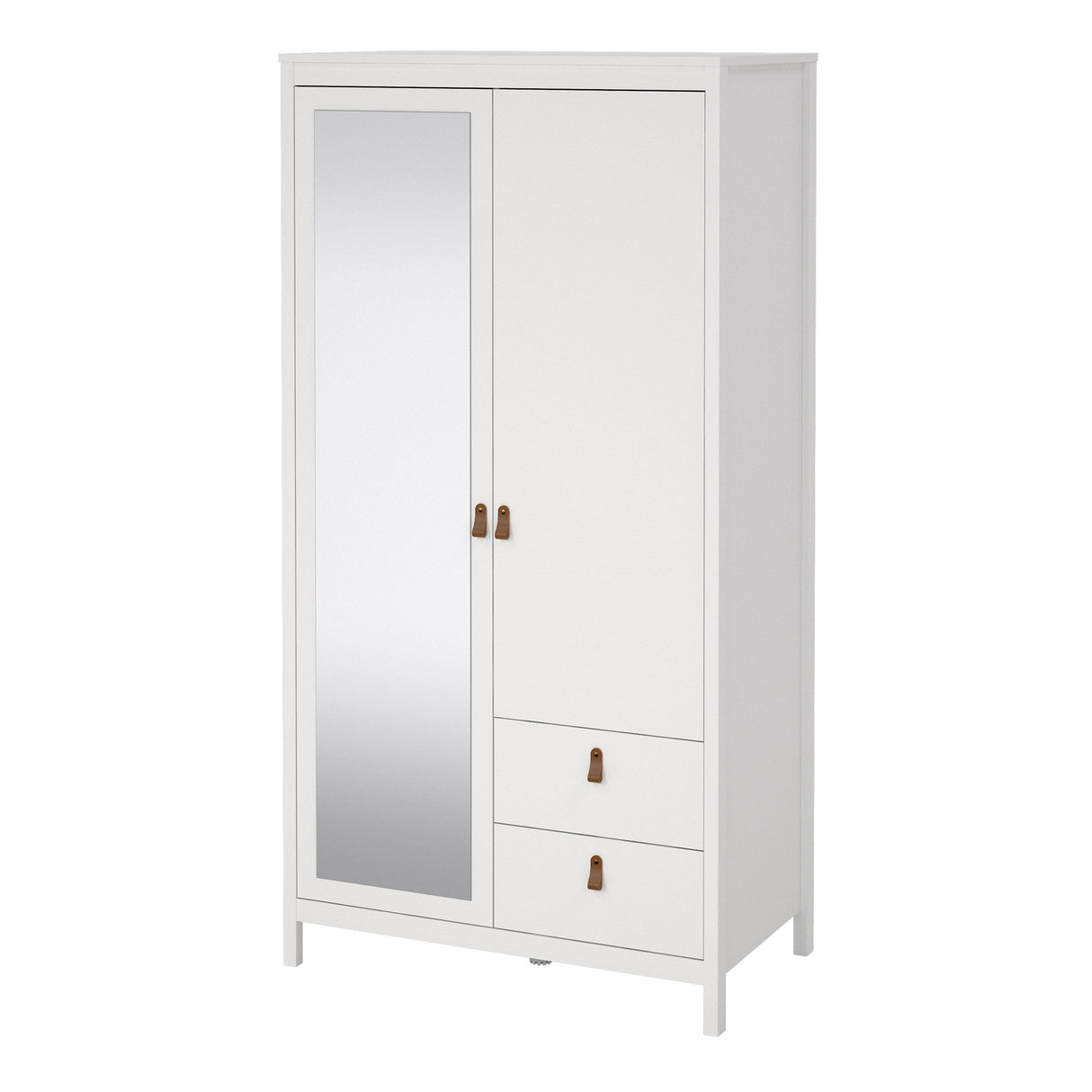 Furniture To Go Barcelona Wardrobe with 1 Door 1 Mirror Door 2 Drawers in White