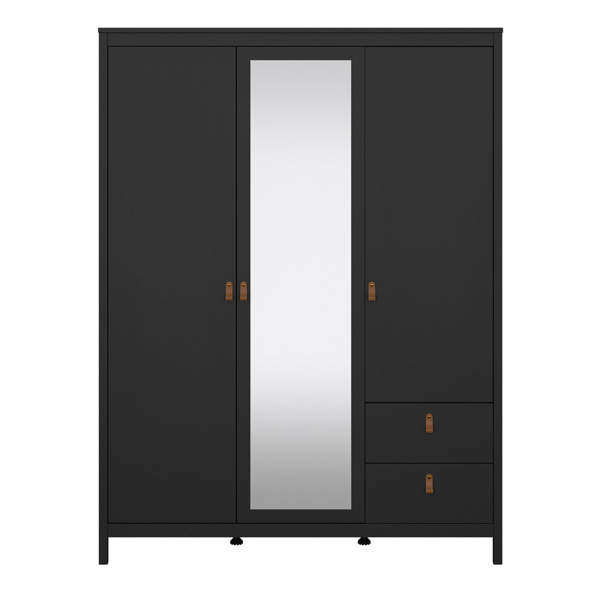 Furniture To Go Barcelona Wardrobe with 2 Doors 1 Mirror Door 2 Drawers in Matt Black
