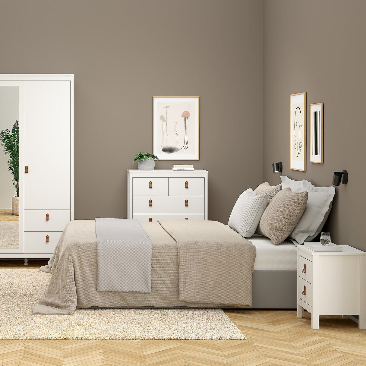 Furniture To Go Barcelona Bedside Table 2 Drawers in White