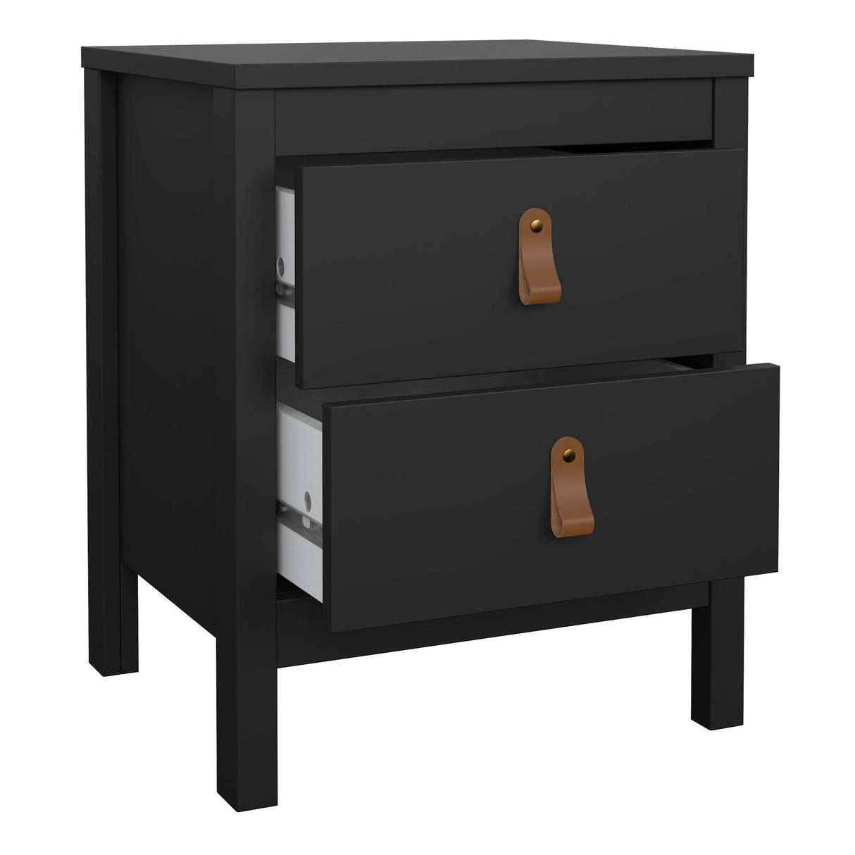 Furniture To Go Barcelona Bedside Table 2 Drawers in Matt Black