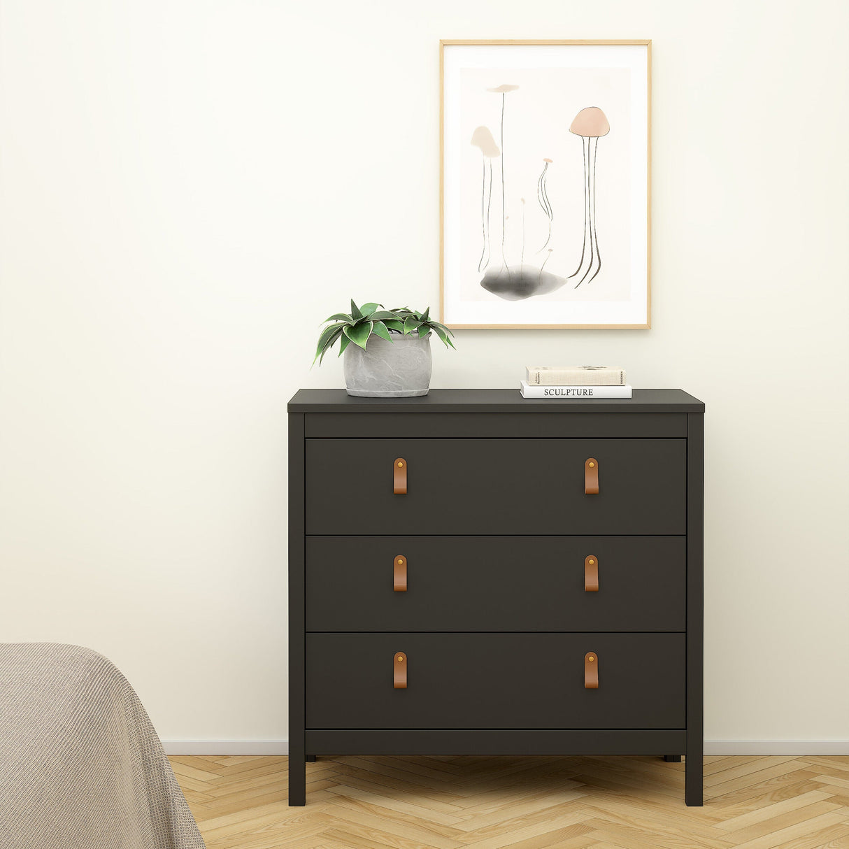 Furniture To Go Barcelona Chest 3 Drawers in Matt Black