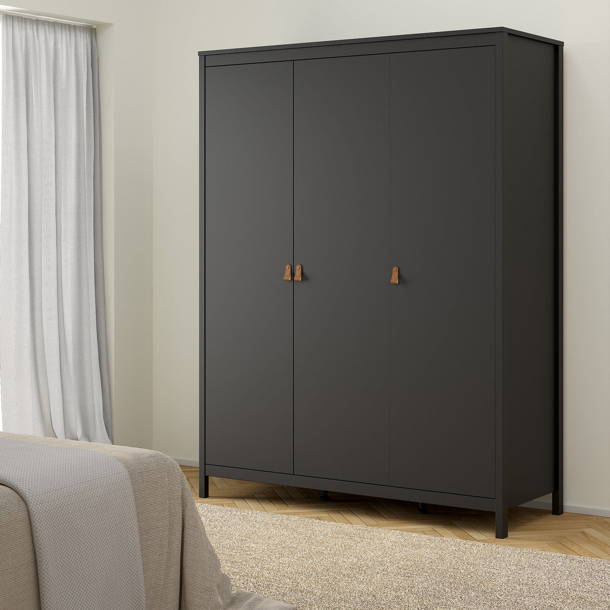 Furniture To Go Barcelona Wardrobe with 3 Doors in Matt Black