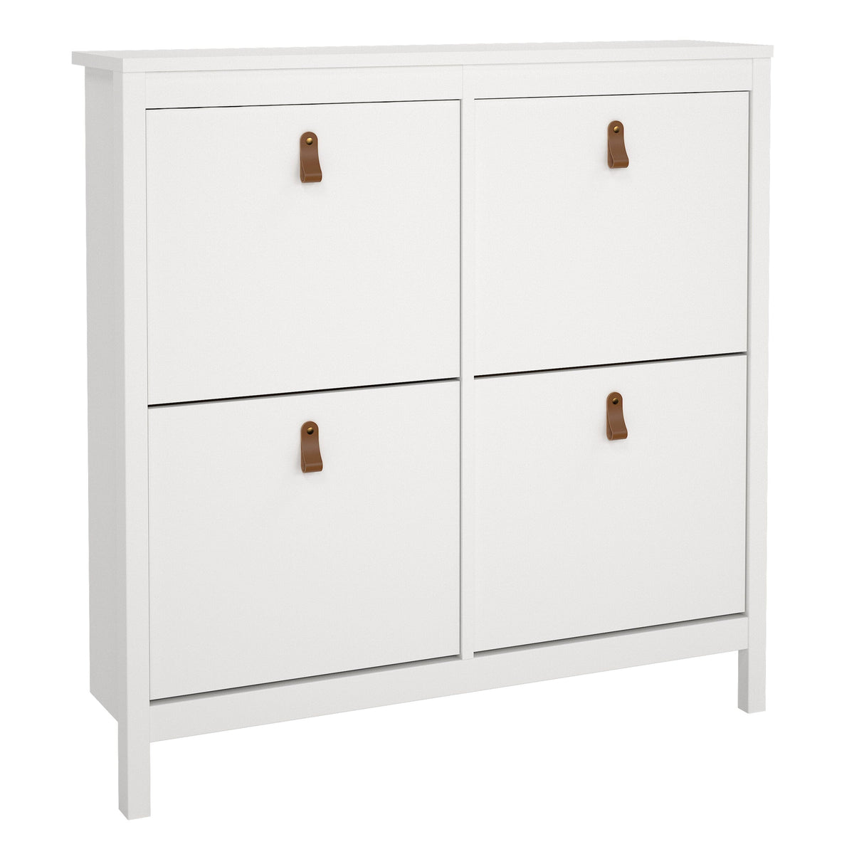 Furniture To Go Barcelona Shoe Cabinet 4 Flip Down Doors in White