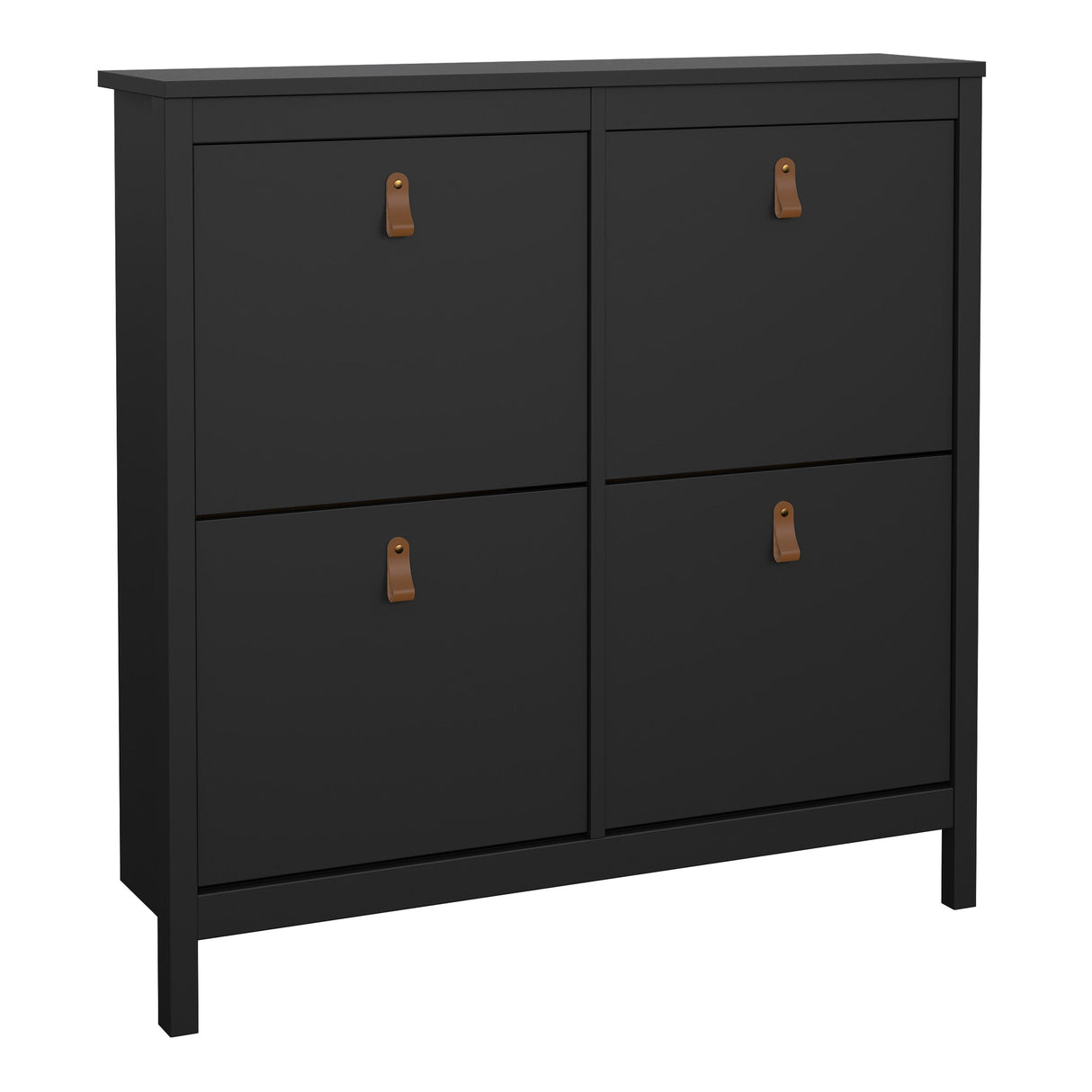 Furniture To Go Barcelona Shoe Cabinet 4 Flip Down Doors in Matt Black