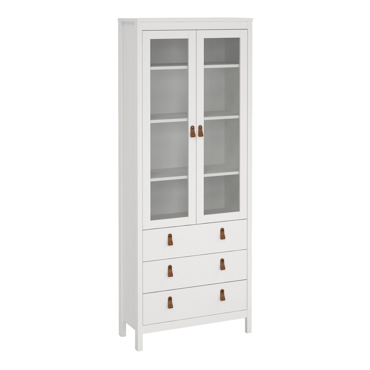 Furniture To Go Barcelona China Cabinet 2 Glass Doors with 3 Drawers in White