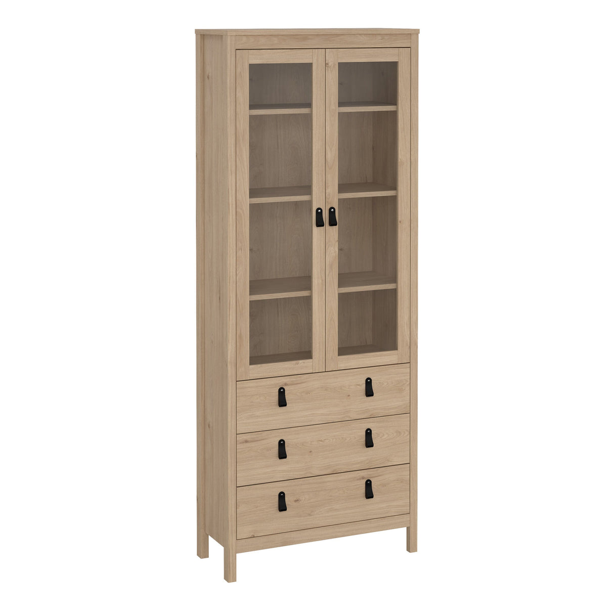 Furniture To Go Barcelona China Cabinet 2 Doors with Glass + 3 Drawers in Jackson Hickory Oak