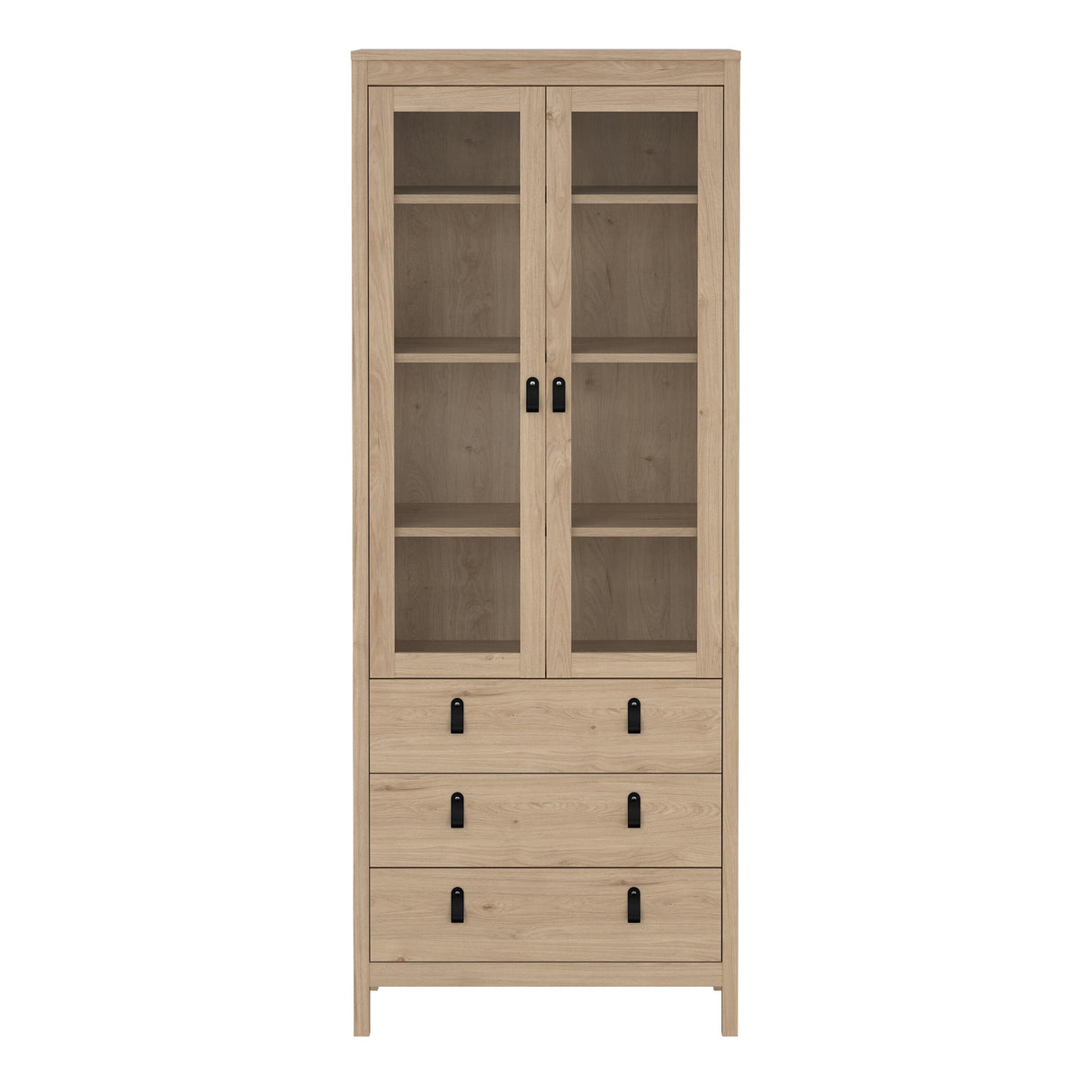 Furniture To Go Barcelona China Cabinet 2 Doors with Glass + 3 Drawers in Jackson Hickory Oak