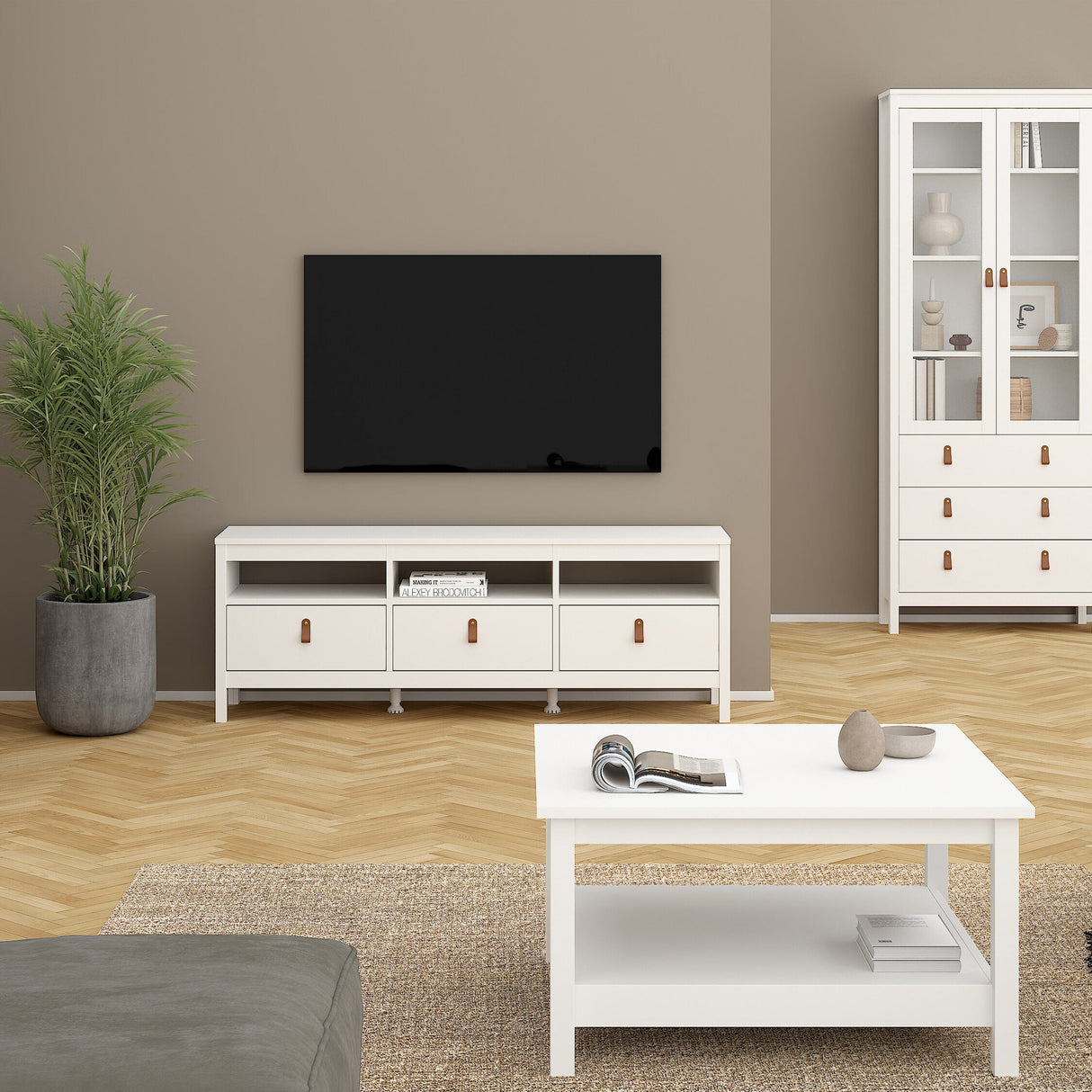 Furniture To Go Barcelona Tv Unit 3 Drawers in White