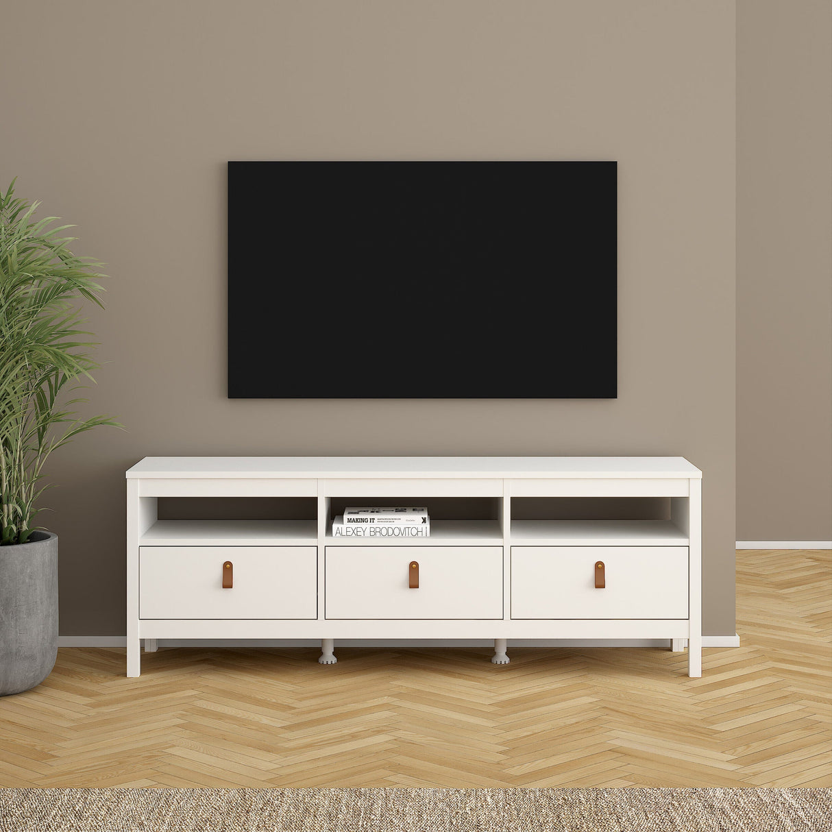 Furniture To Go Barcelona Tv Unit 3 Drawers in White