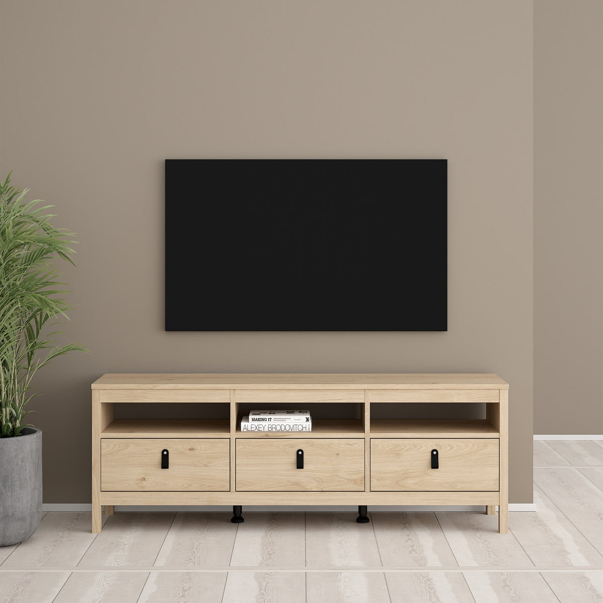 Furniture To Go Barcelona TV-Unit 3 Drawers in Jackson Hickory Oak