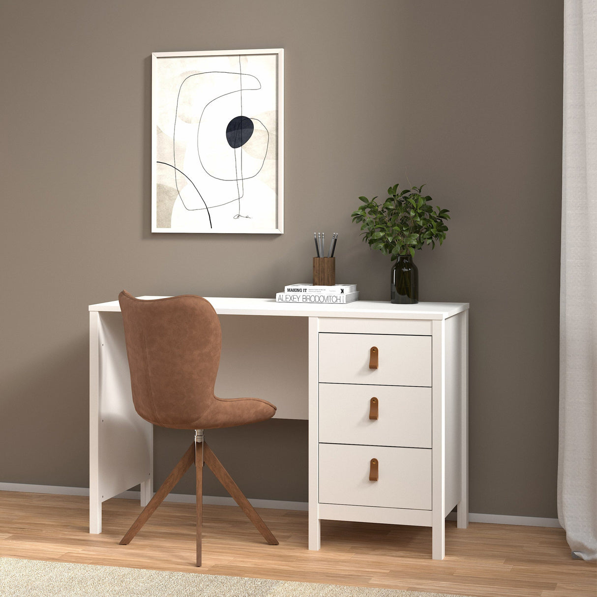 Furniture To Go Barcelona Desk 3 Drawers in White