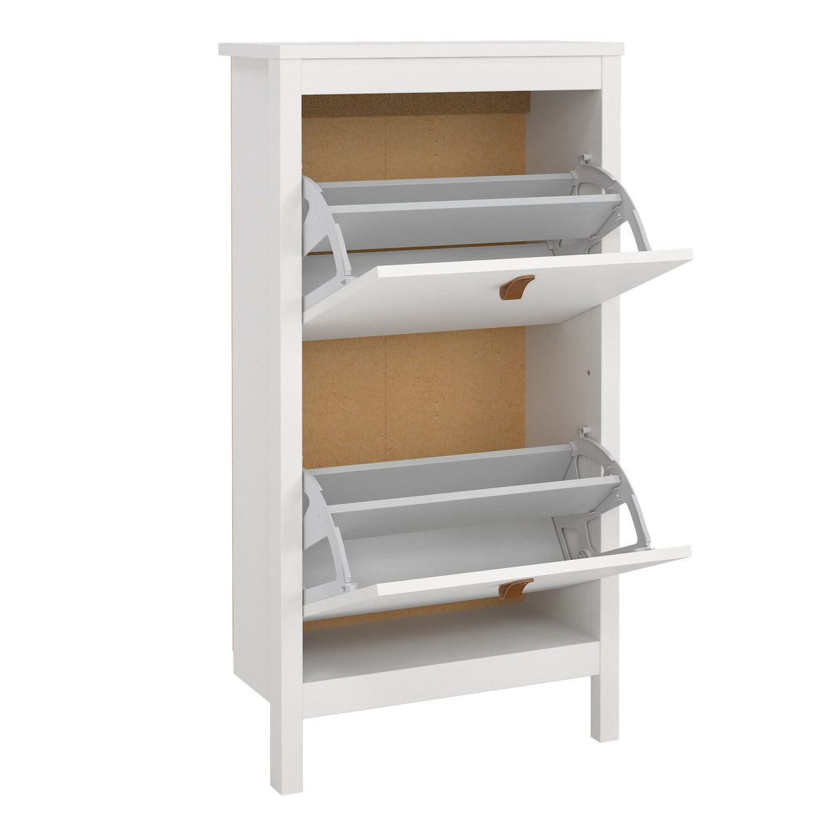 Furniture To Go Barcelona Shoe Cabinet 2 Flip Down Doors in White