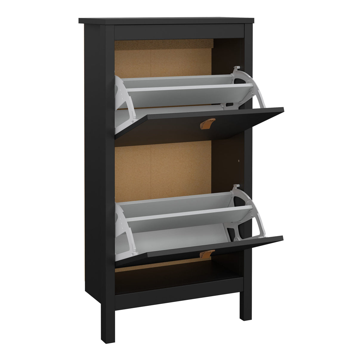Furniture To Go Barcelona Shoe Cabinet 2 Flip Down Doors in Matt Black