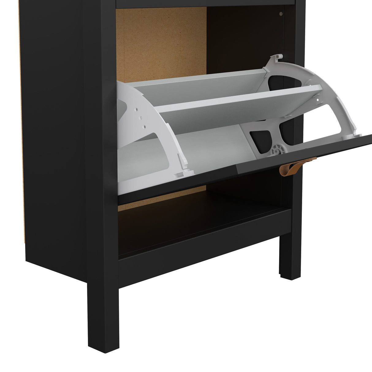 Furniture To Go Barcelona Shoe Cabinet 2 Flip Down Doors in Matt Black