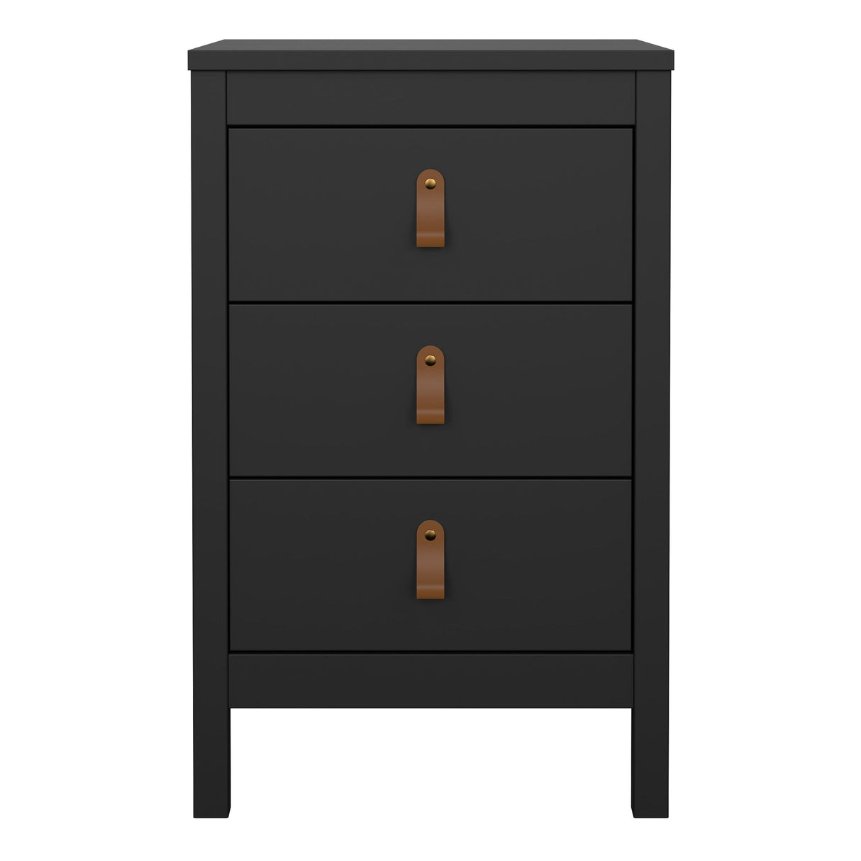 Furniture To Go Barcelona Bedside Table 3 Drawers in Matt Black