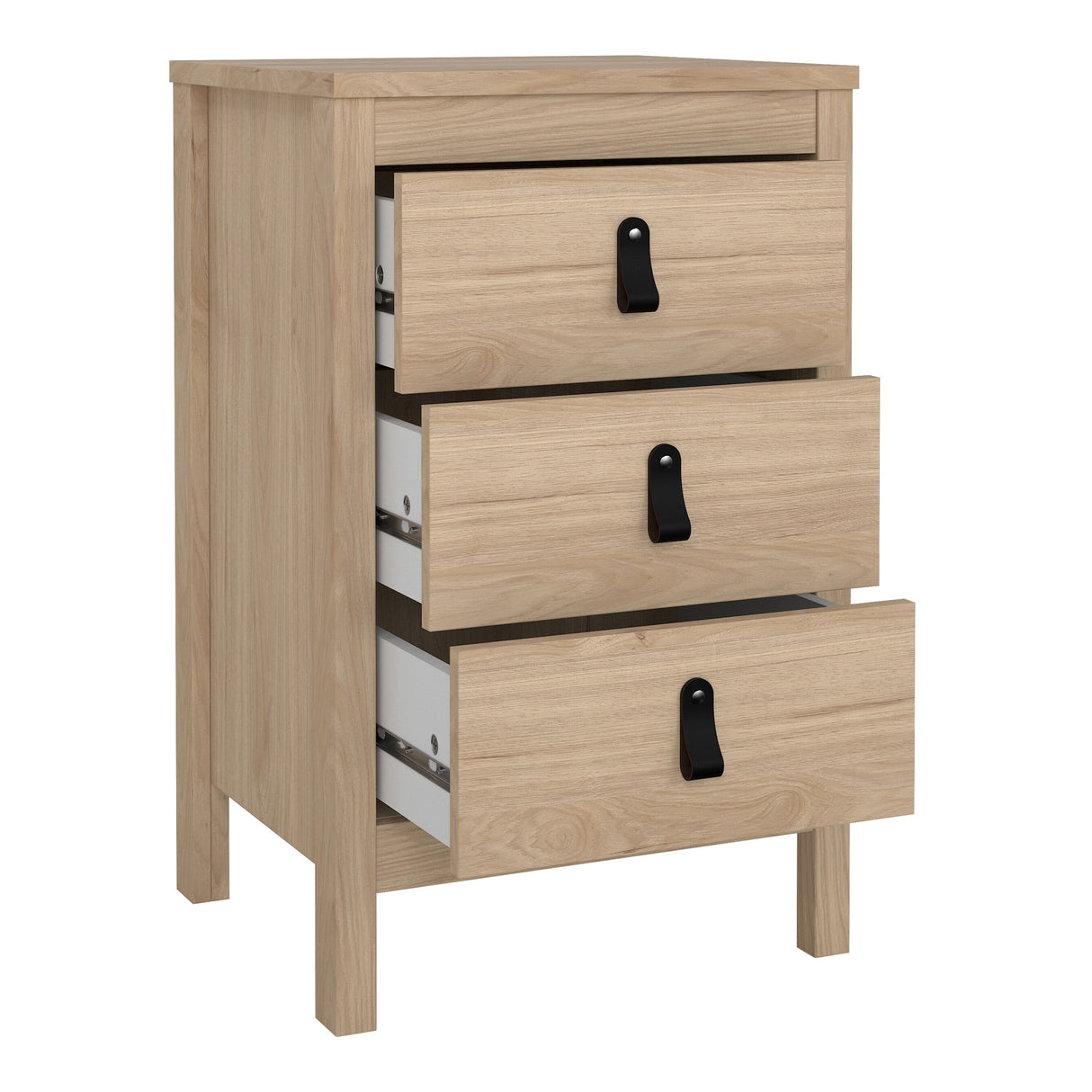 Furniture To Go Barcelona Bedside Table 3 Drawers in Jackson Hickory Oak