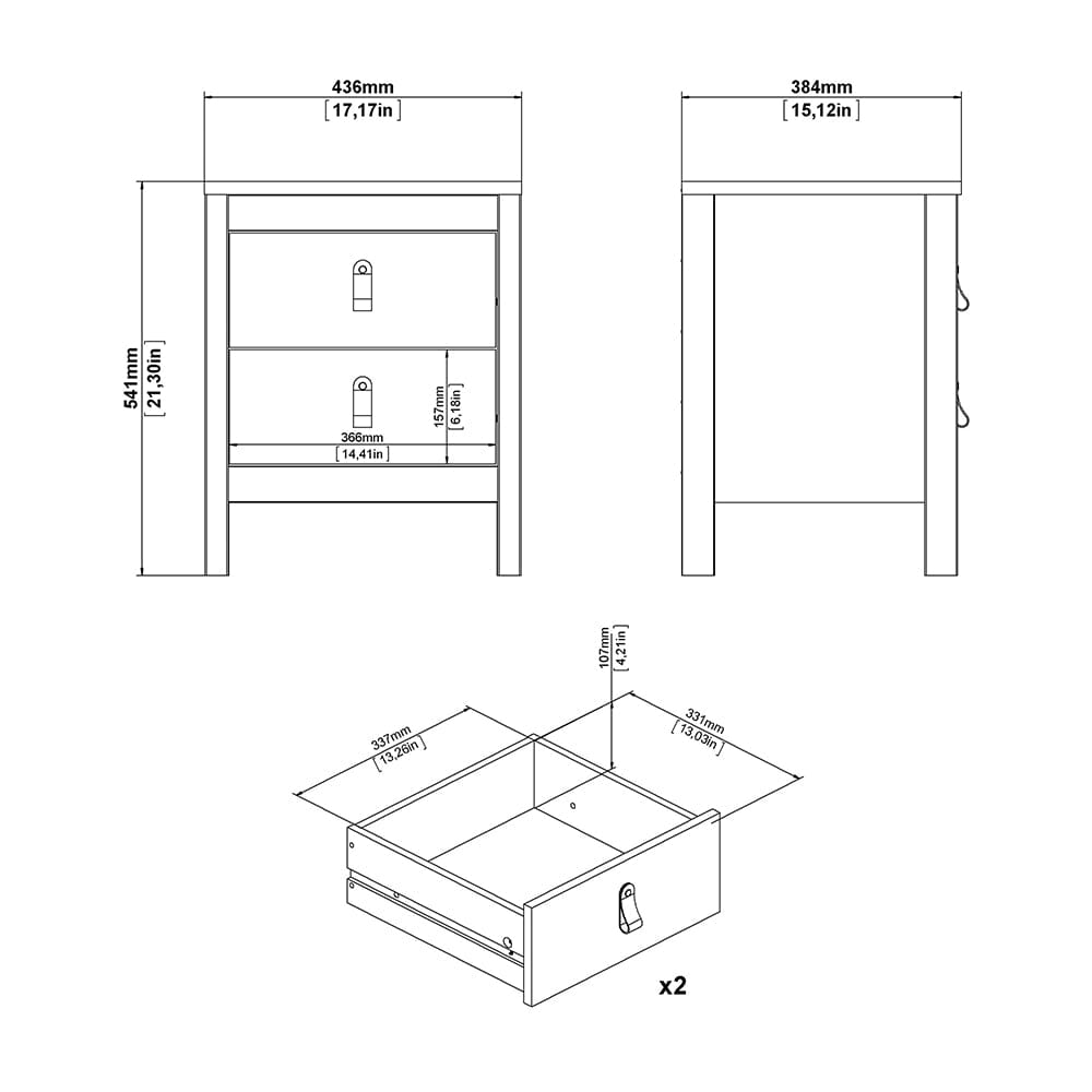 Furniture To Go Barcelona Package - Bedside Table 2 Drawers + Chest 5 Drawers + Wardrobe with 3 Doors in Matt Black