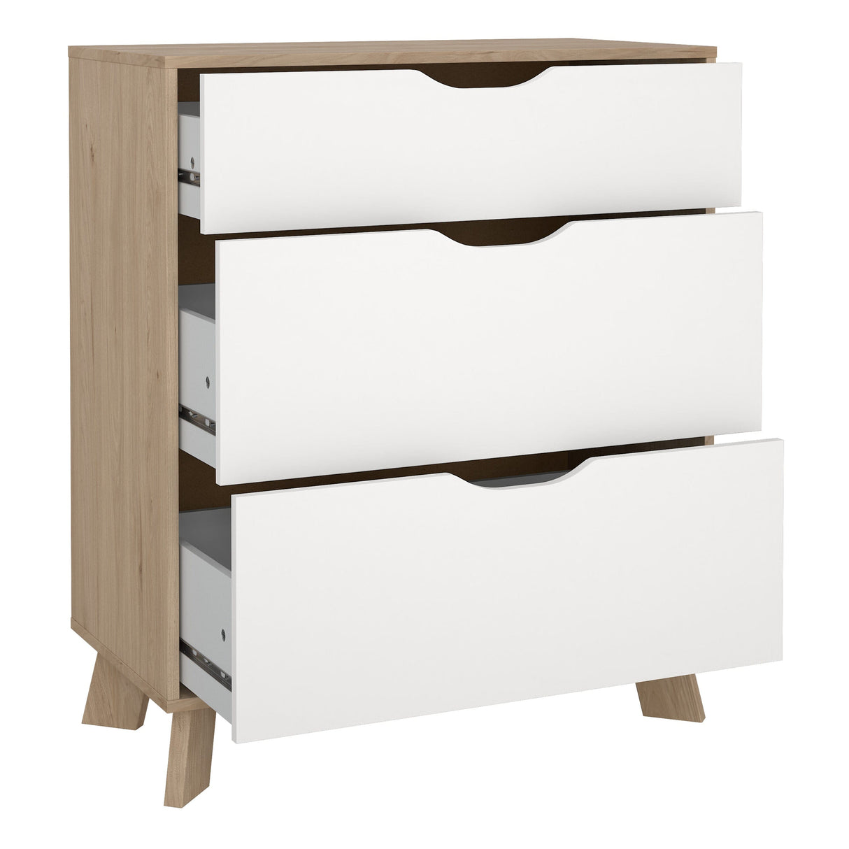 Furniture To Go Ikast Chest 3 Drawers in Jackson Hickory and White