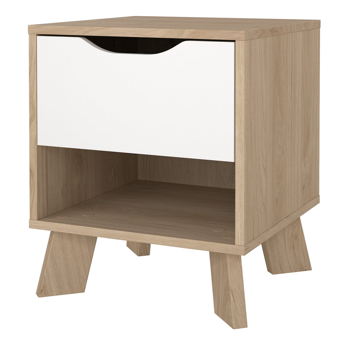 Furniture To Go Ikast Nightstand 1 Drawer in Jackson Hickory and White