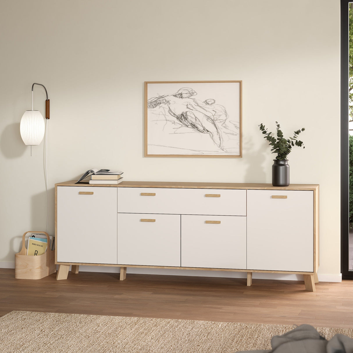 Furniture To Go Ikast Sideboard 4 Doors + 1 Drawer in Jackson Hickory and White