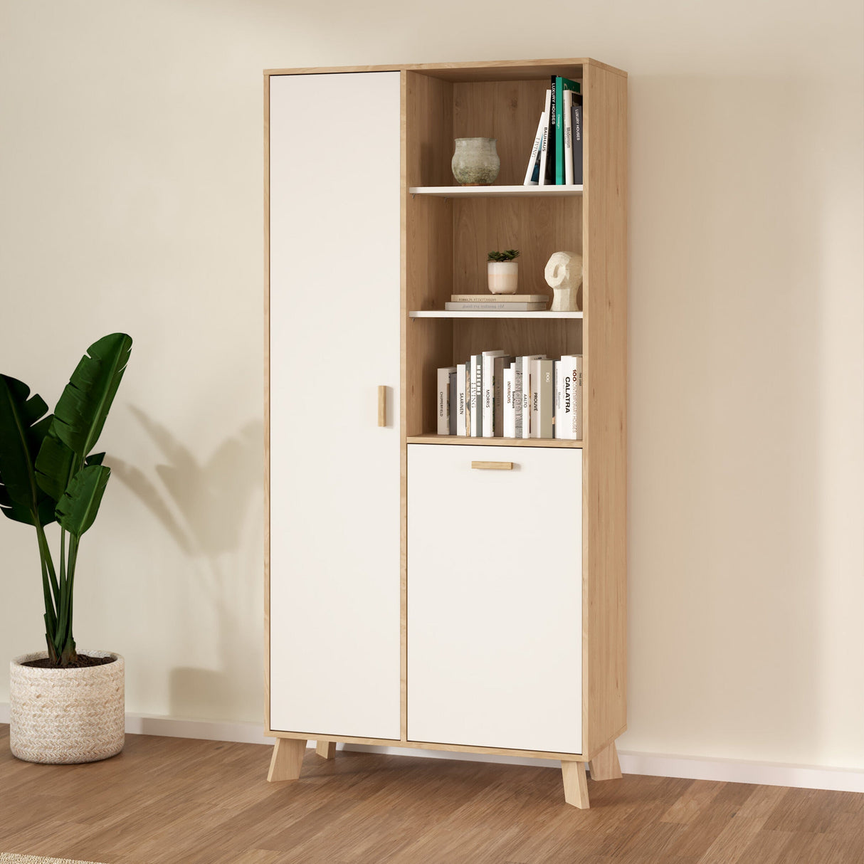 Furniture To Go Ikast China Cabinet 2 Doors in Jackson Hickory and White