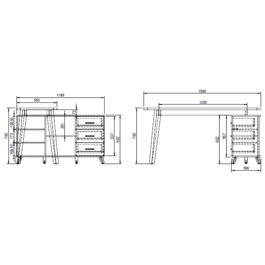 Teknik Axis Home Office Desk in Oak and Grey (7700008)