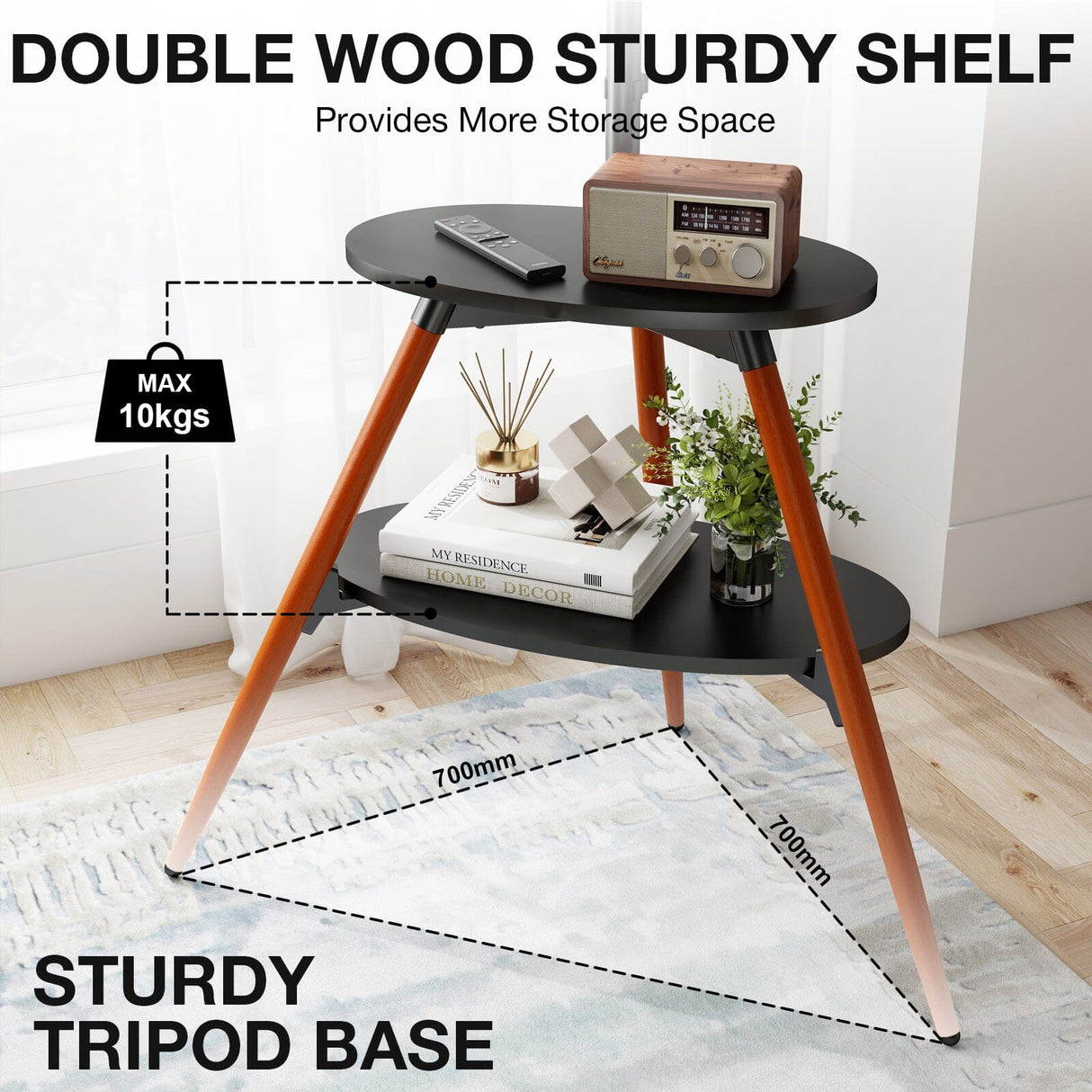 TTAP Ravello 65" TV Stand with Bracket - Walnut & Black