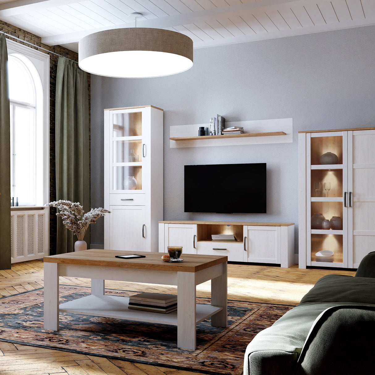 Furniture To Go Bohol 160cm Wall Shelf in Riviera Oak/White