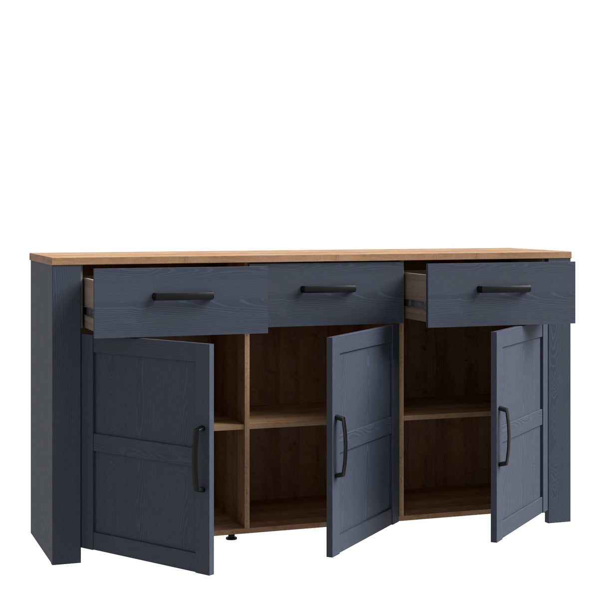 Furniture To Go Bohol 3 Door 3 Drawer Sideboard in Riviera Oak/Navy