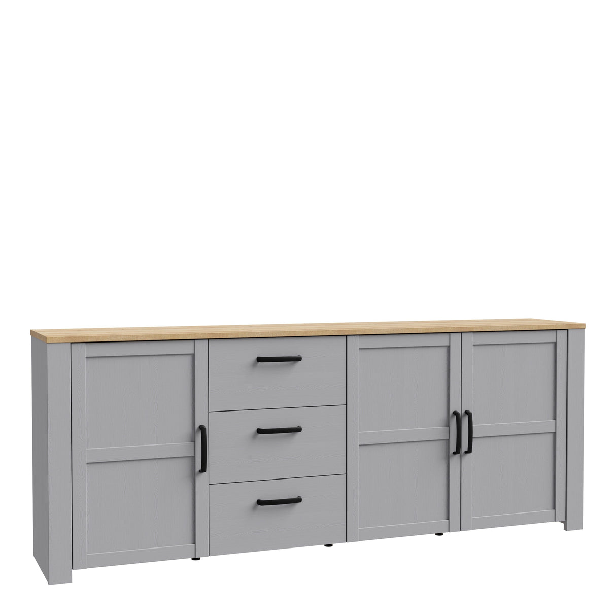 Furniture To Go Bohol 3 Door 3 Drawer Large Sideboard in Riviera Oak/Grey Oak