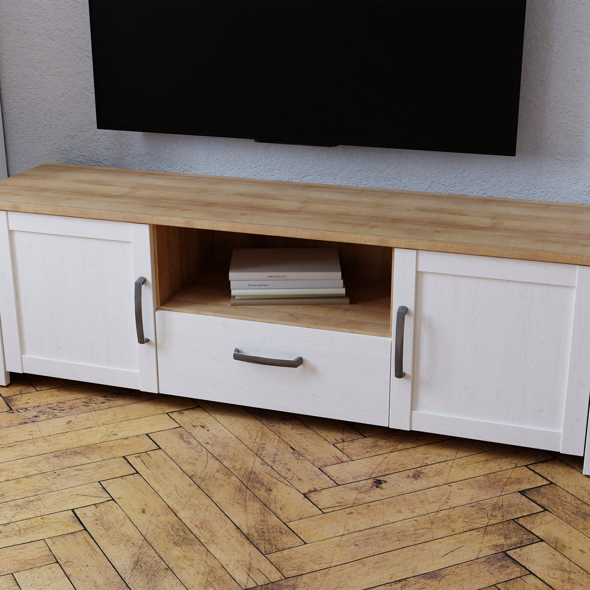 Furniture To Go Bohol 2 Door 1 Drawer TV Unit in Riviera Oak/White