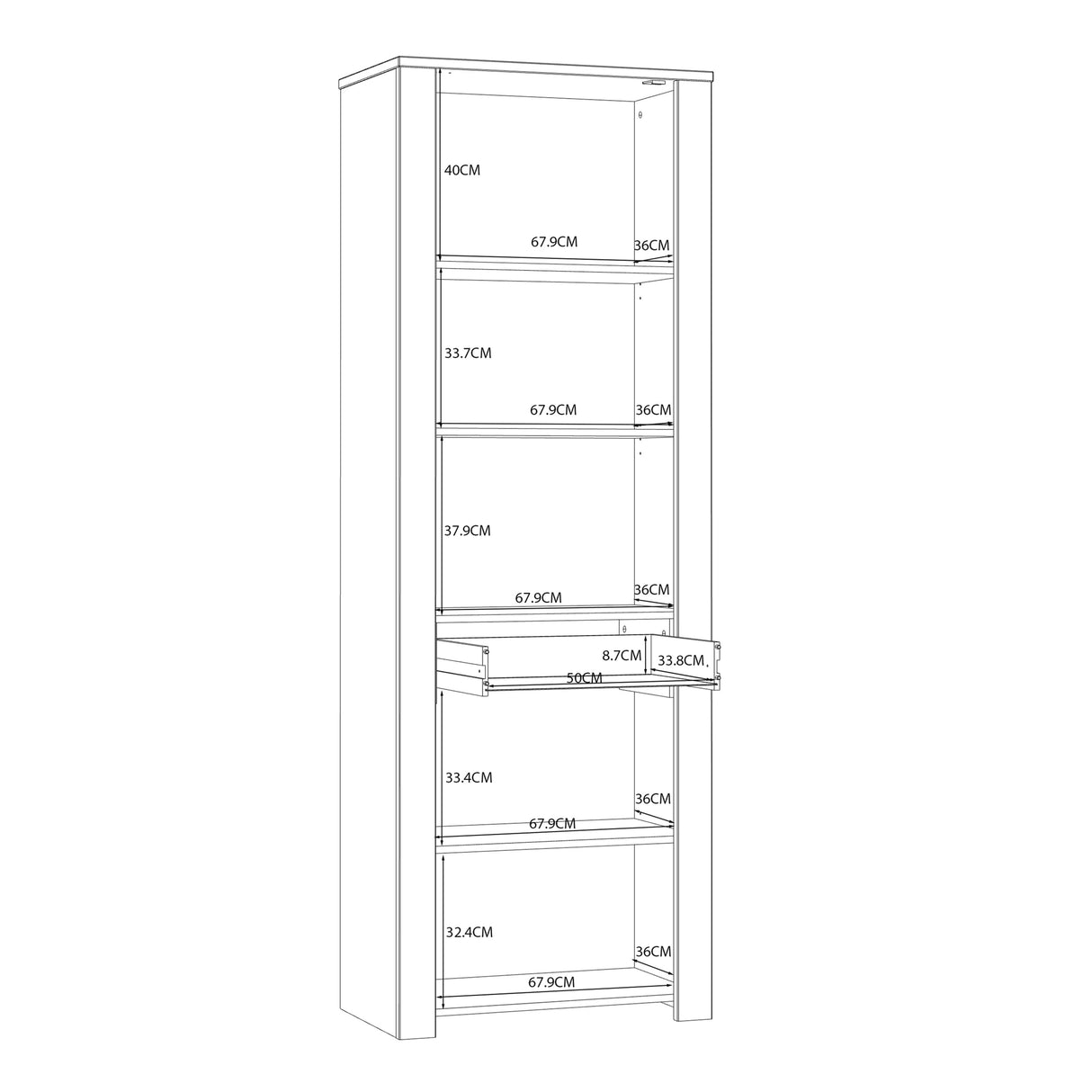 Furniture To Go Bohol 2 Door 1 Drawer Narrow Display Cabinet in Riviera Oak/Navy