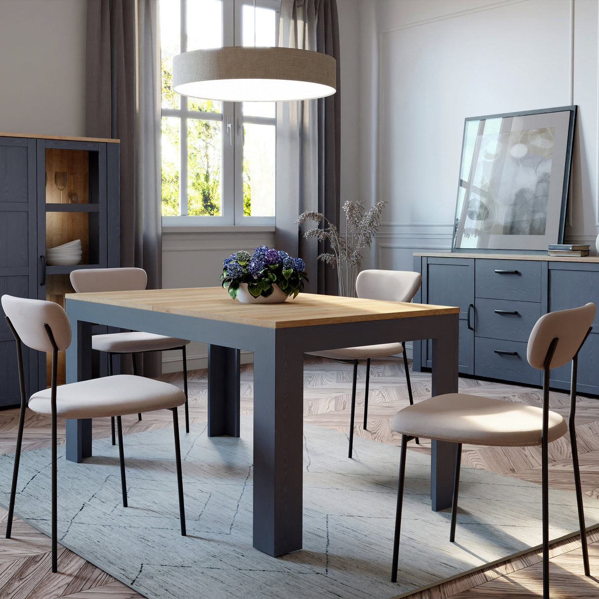 Furniture To Go Bohol Extending Dining Table 160-207cm in Riviera Oak/Navy