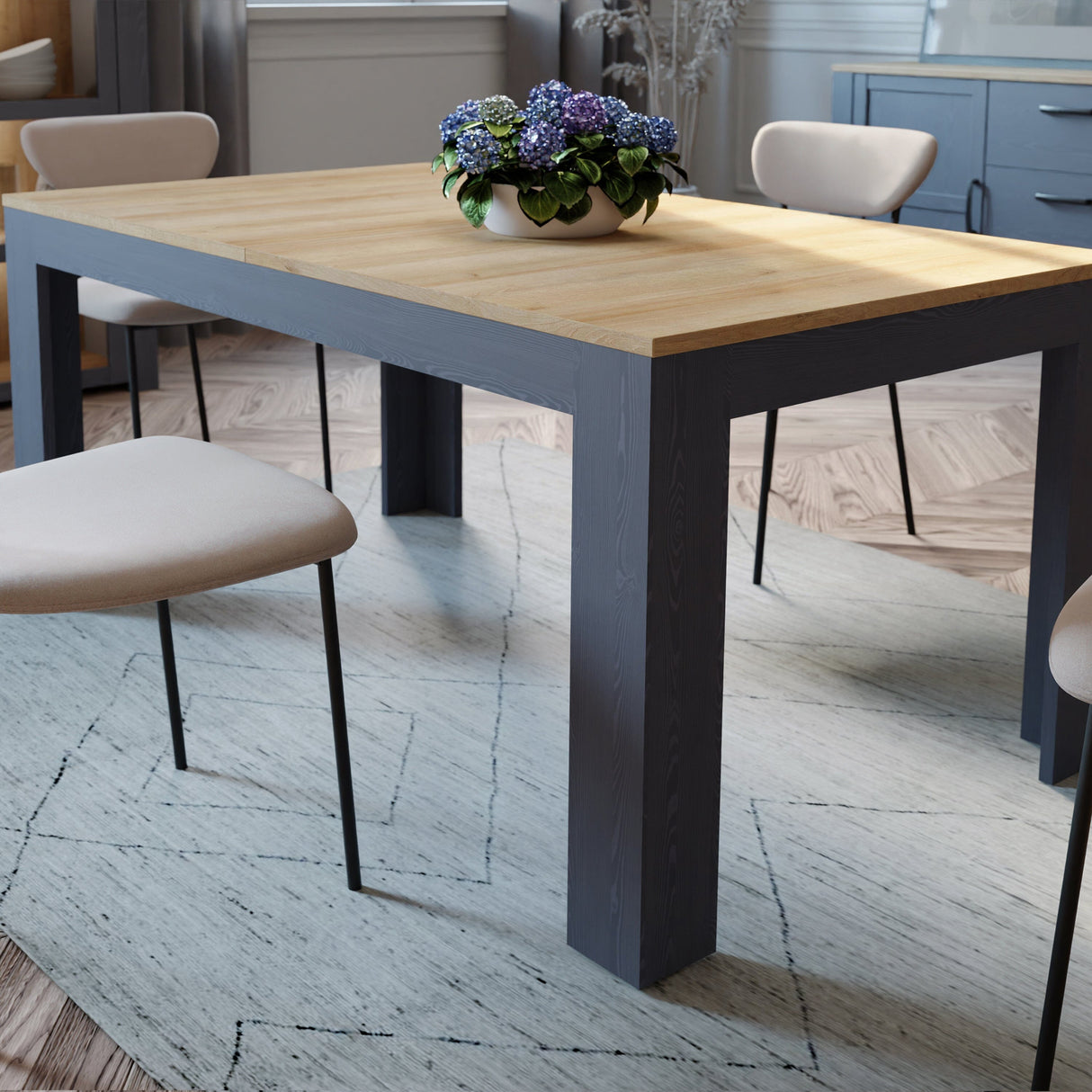 Furniture To Go Bohol Extending Dining Table 160-207cm in Riviera Oak/Navy