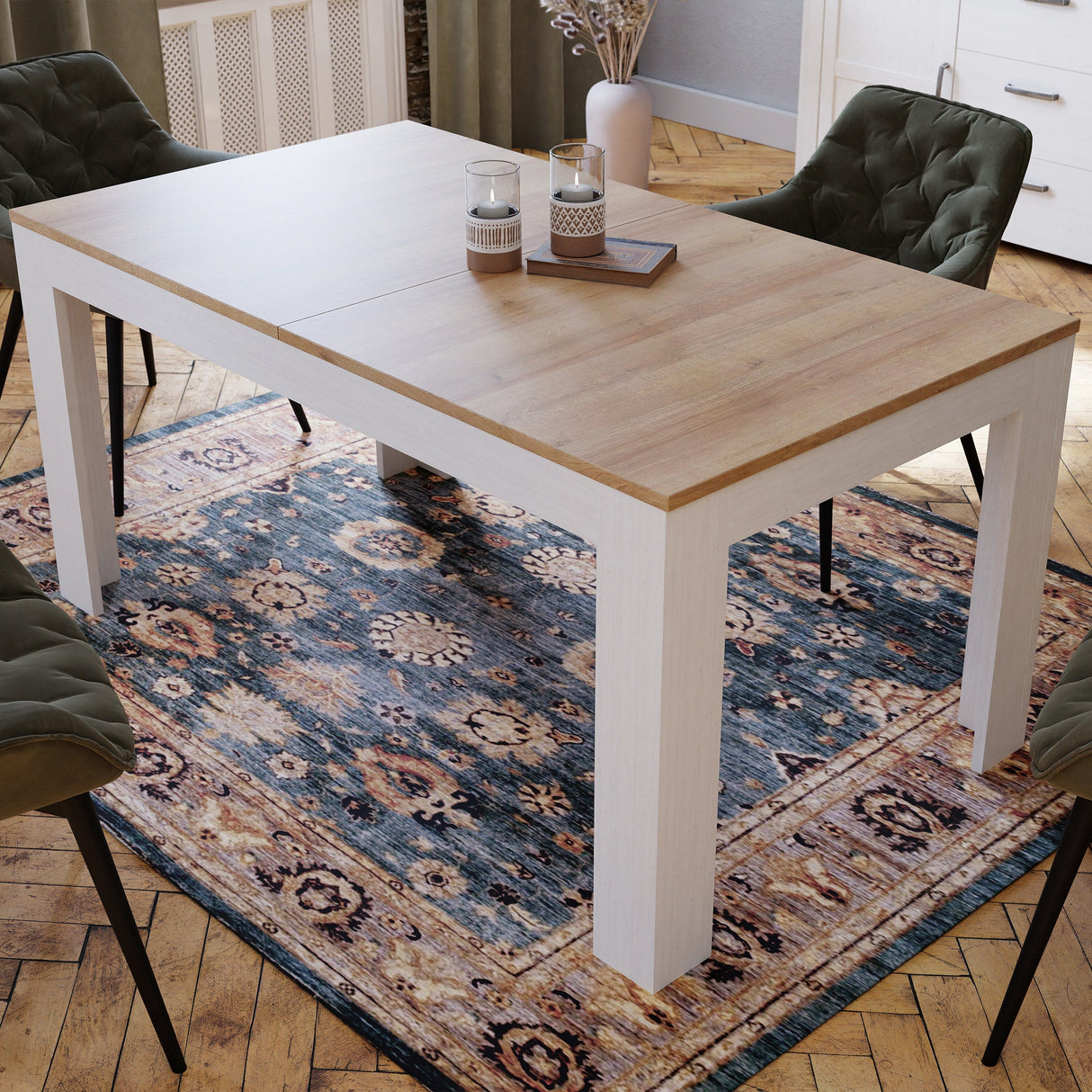 Furniture To Go Bohol Extending Dining Table 160-207cm in Riviera Oak/White