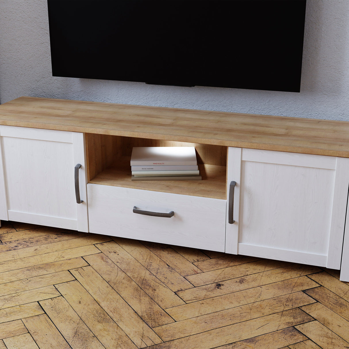 Furniture To Go Bohol TV Unit inc. LED Light in Riviera Oak/White