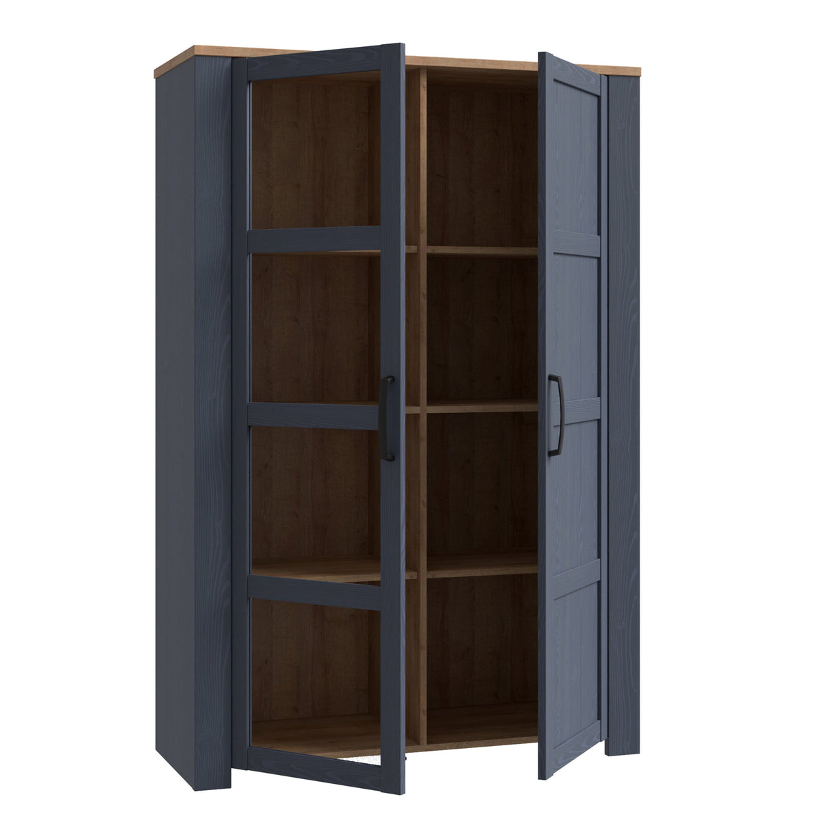 Furniture To Go Bohol Display Cabinet inc. 2x LED Lights in Riviera Oak/Navy