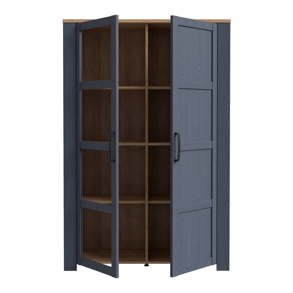 Furniture To Go Bohol Display Cabinet inc. 2x LED Lights in Riviera Oak/Navy