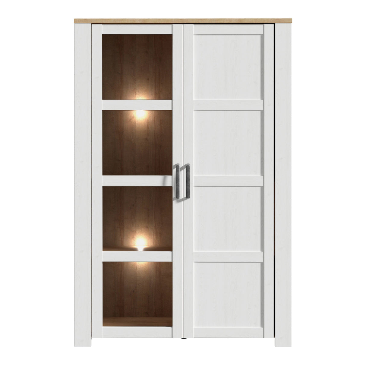 Furniture To Go Bohol Display Cabinet inc. 2x LED Lights in Riviera Oak/White