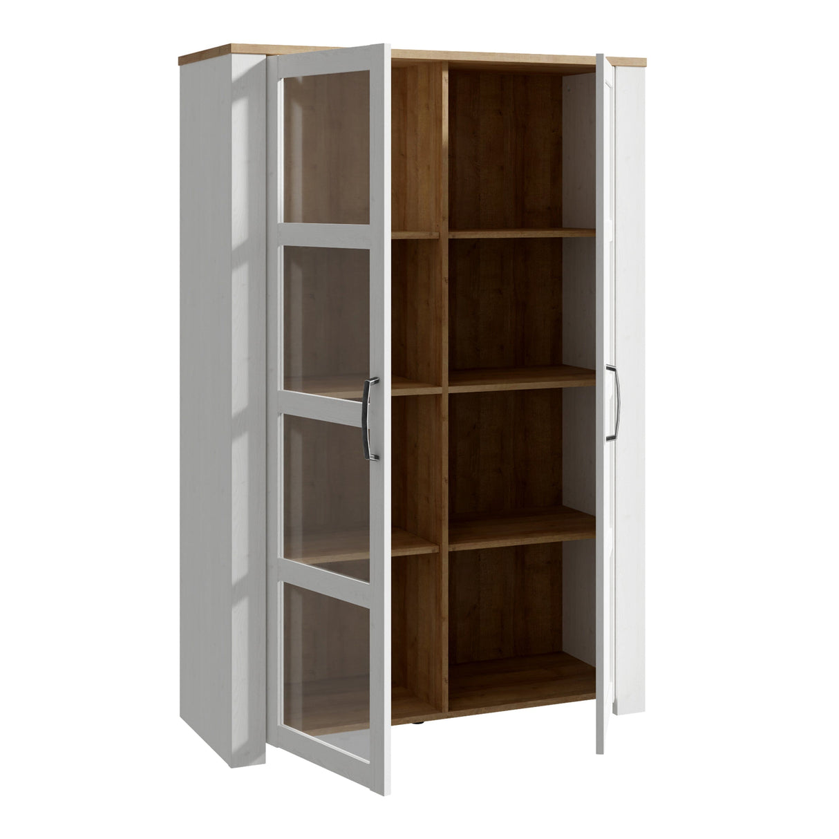 Furniture To Go Bohol Display Cabinet inc. 2x LED Lights in Riviera Oak/White