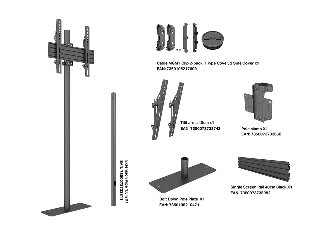 Multibrackets M Single Pole Floormount Pro 32"-65"