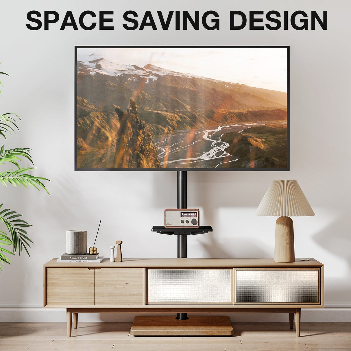 TTAP FS-OAK TV Stand with Bracket for up to 60" TVs - Oak