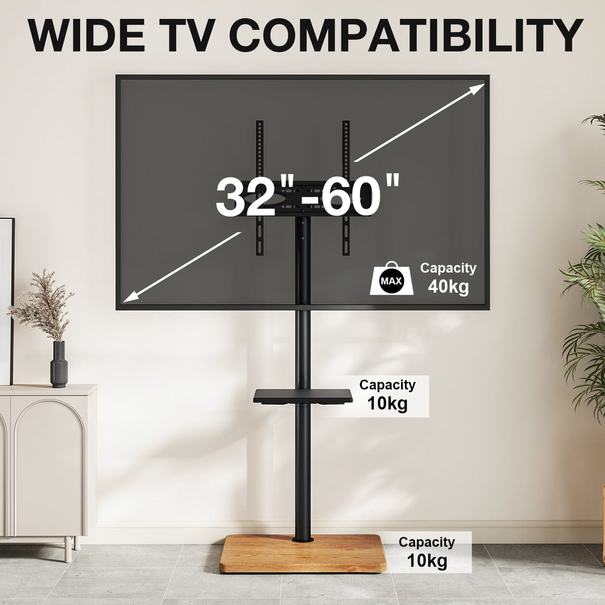 TTAP FS-OAK TV Stand with Bracket for up to 60" TVs - Oak