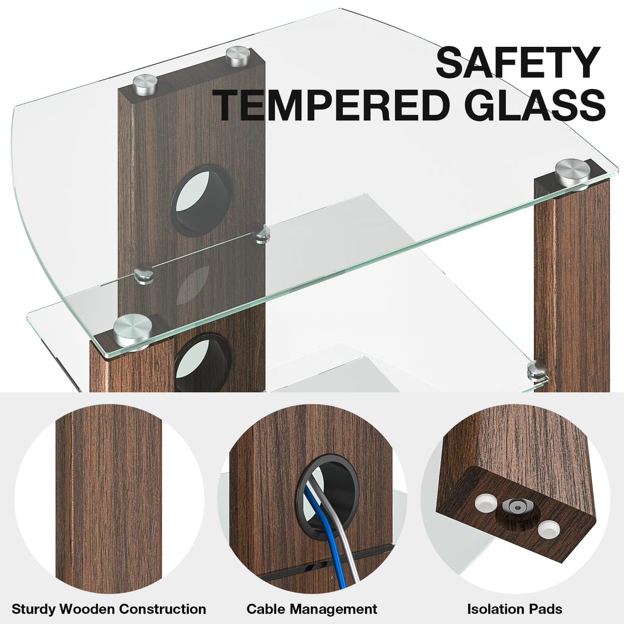 TTAP Vision 4 Shelf Hi-Fi Stand in Walnut with Clear Glass
