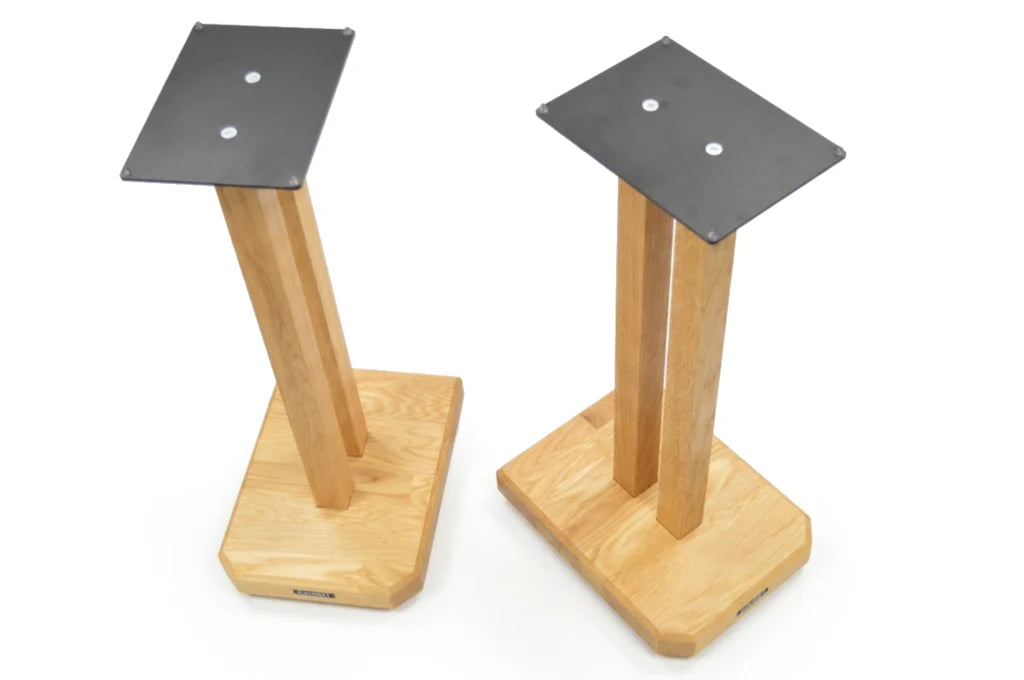 Apollo Duet Speaker Stands, Natural Oak Finish