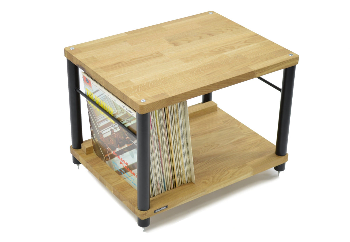 Apollo Storm 6 Solid Oak 2 Shelf Vinyl Storage Hifi Rack