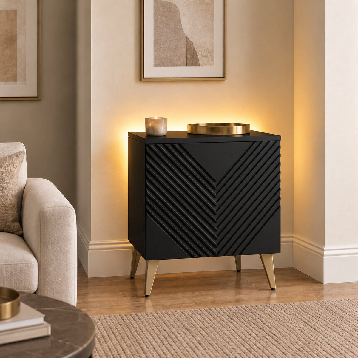 Frank Olsen Black AVA Lamp Table with Mood Lighting