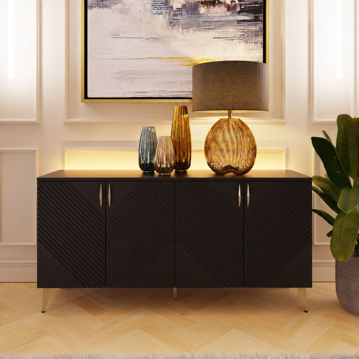 Frank Olsen AVA Black Large Sideboard with LED Mood Lighting