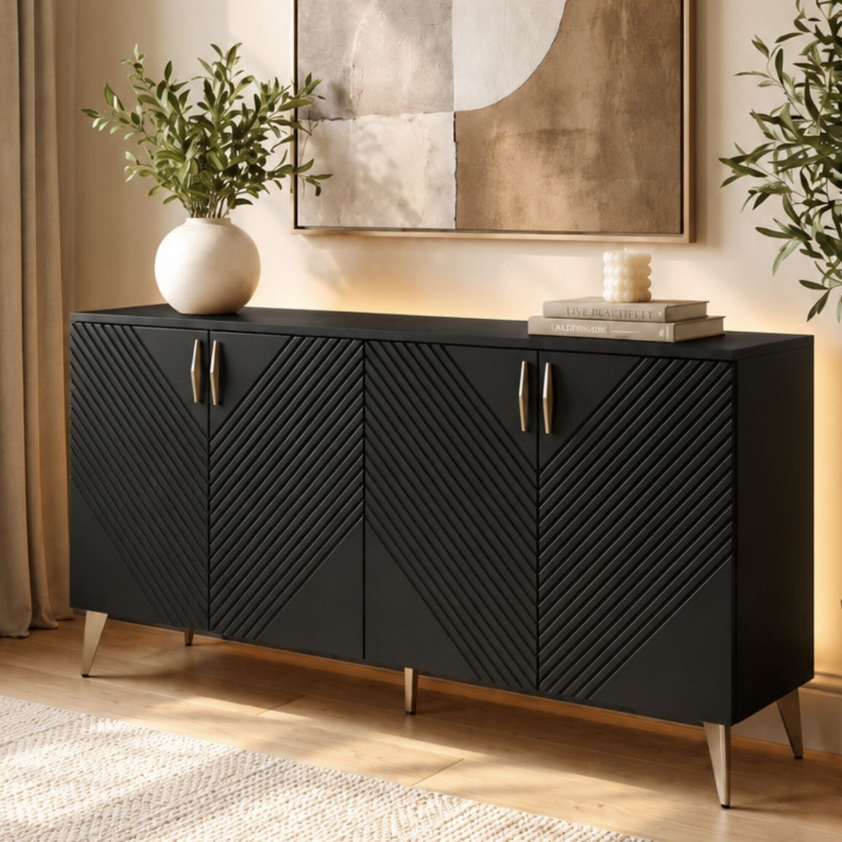 Frank Olsen AVA Black Large Sideboard with LED Mood Lighting